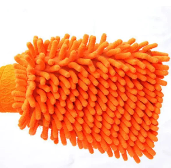 Medium Coral Chenille Car Wash Gloves