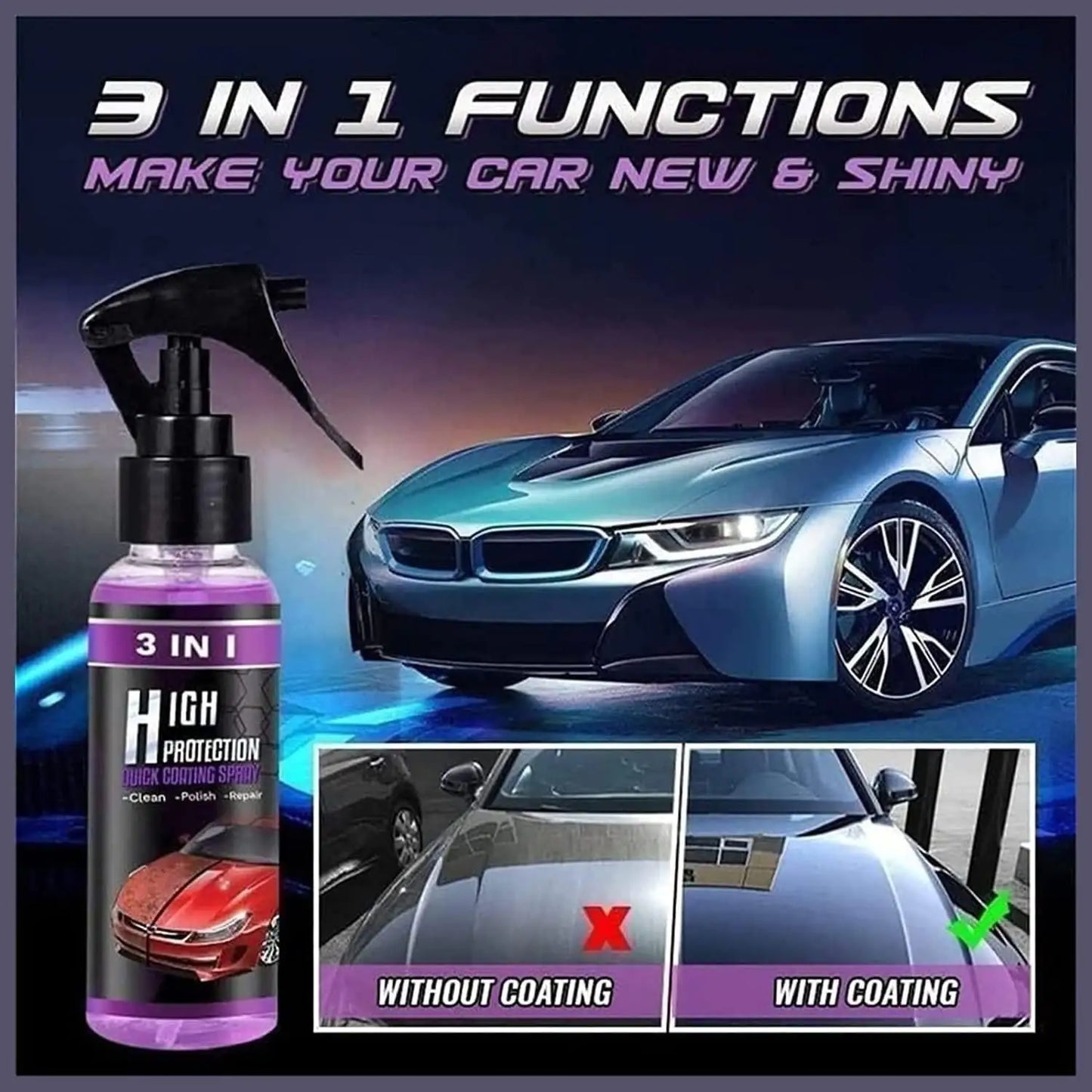 3-in-1 Car Shine/ Scratch Spray