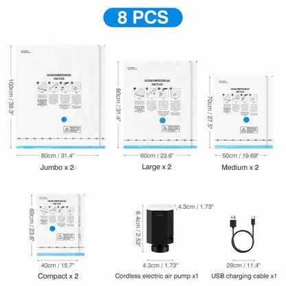 Vacuum Storage Bag For Travel With Electric Pump